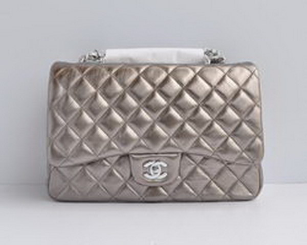 7A Replica Chanel Jumbo A28600 Iron Gray Lambskin Leather with Silver Hardware